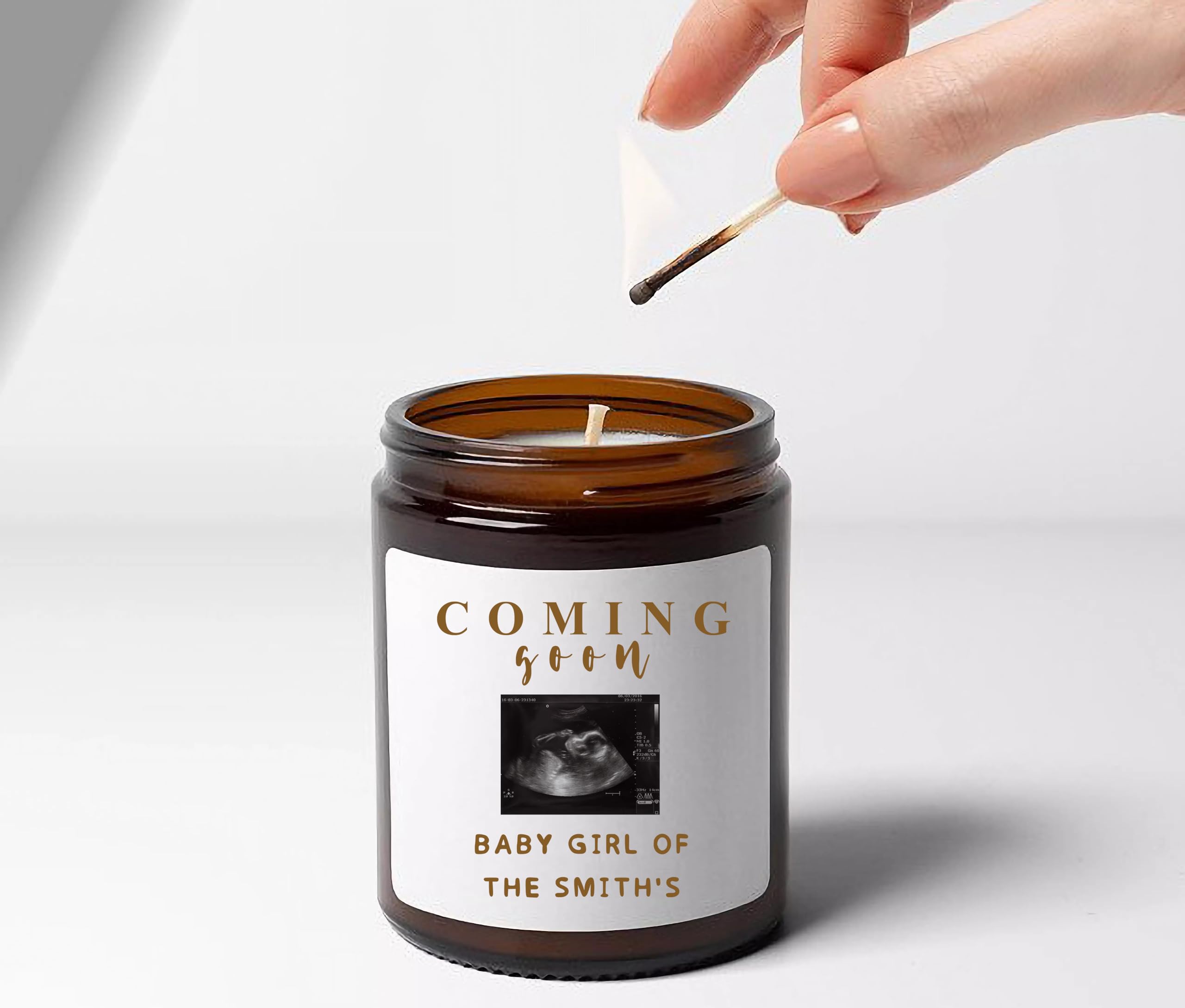 Coming Soon Personalized Candle for Friend, Women, Men, Mom, Dad, Sister, Coworker on Pregnancy Announcement, Baby is Coming Gift