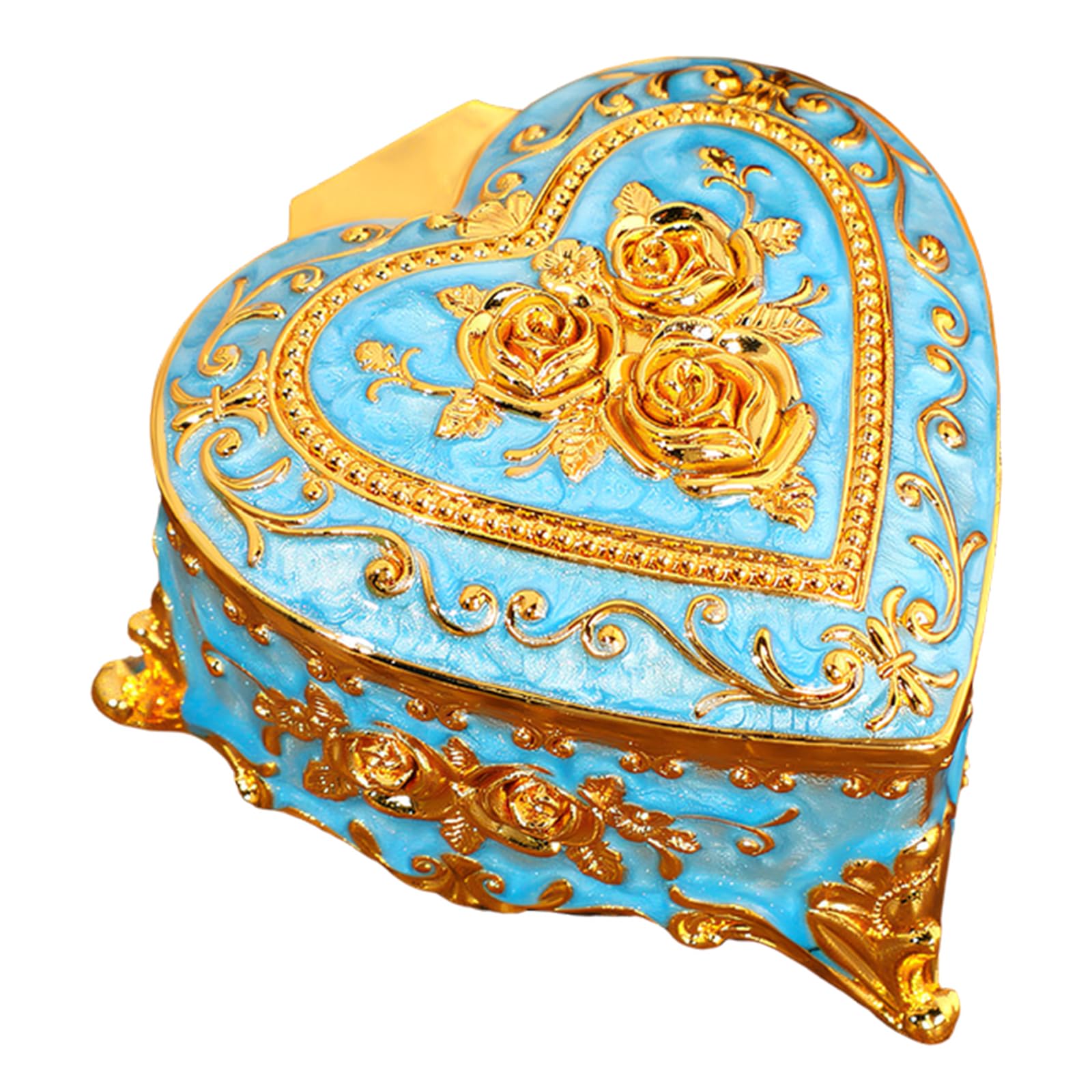 YWLUUOO Stylish Heart Themed Jewelry Holder of Sturdy Alloy with Artistic Styles Heart Shape Jewelry Case