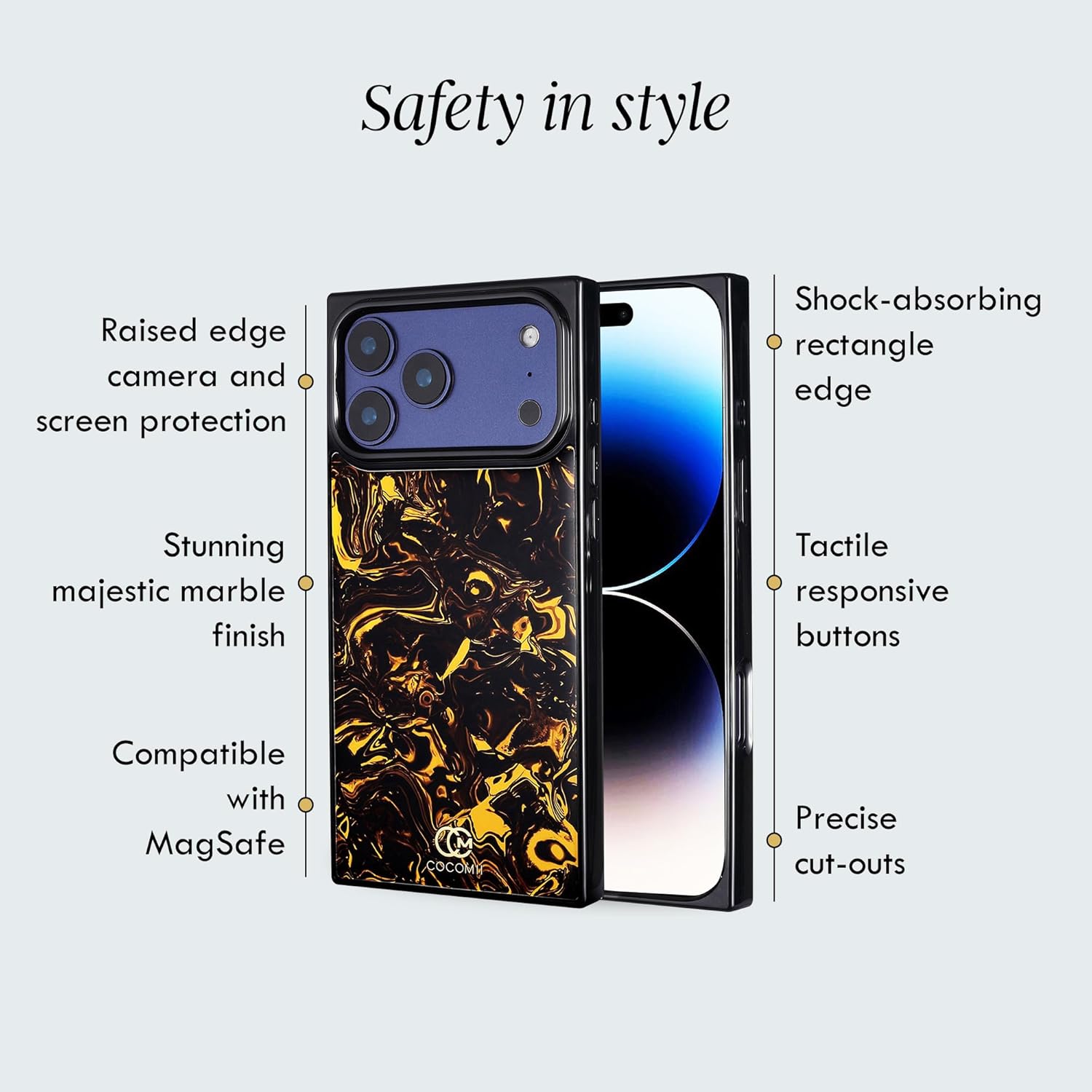 Cocomii Retangle Case for iPhone 17 Pro Max, Compatible with MagSafe, Molten Marble - Image 3