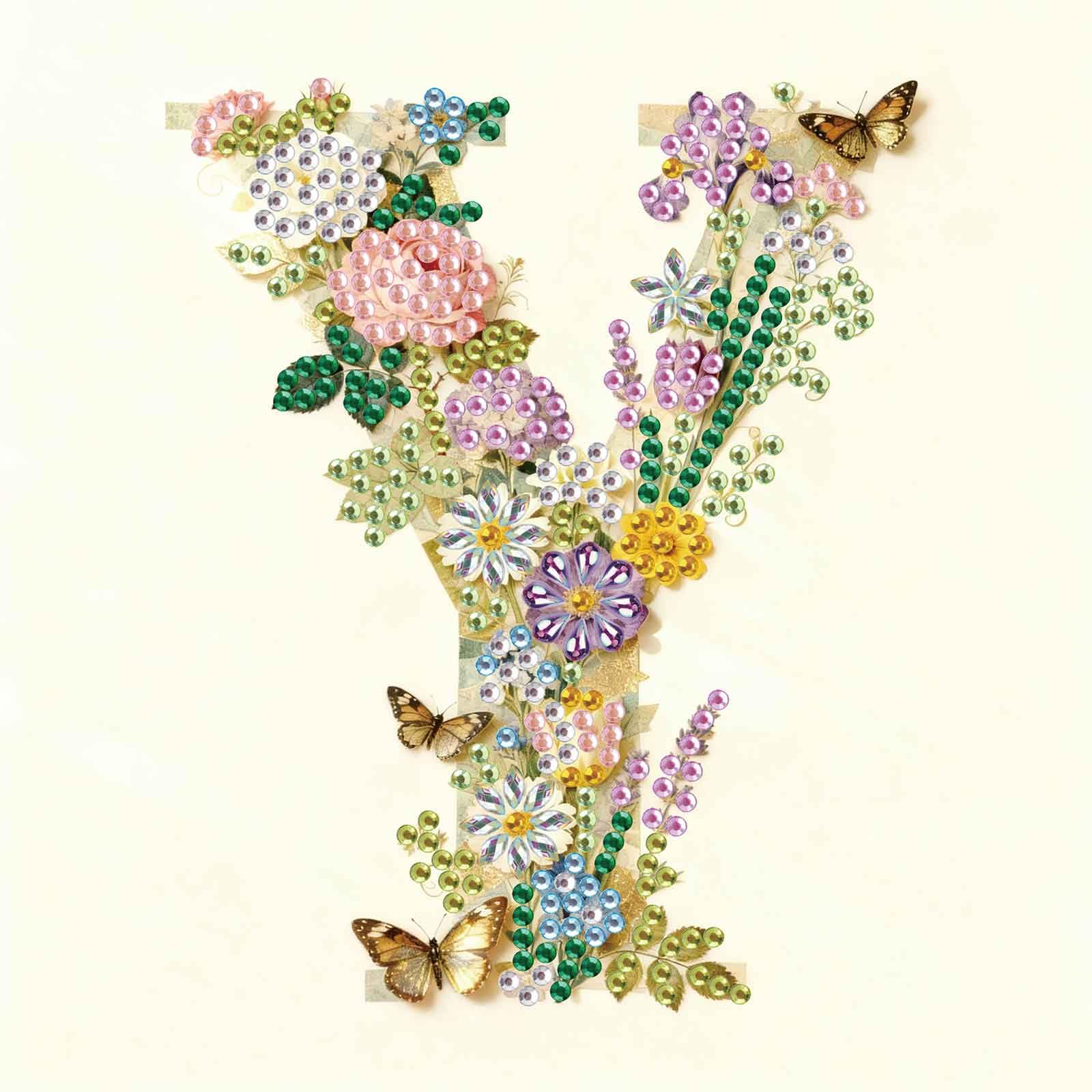 5D Diamond Art Kits - Floral Alphabet Designs -19