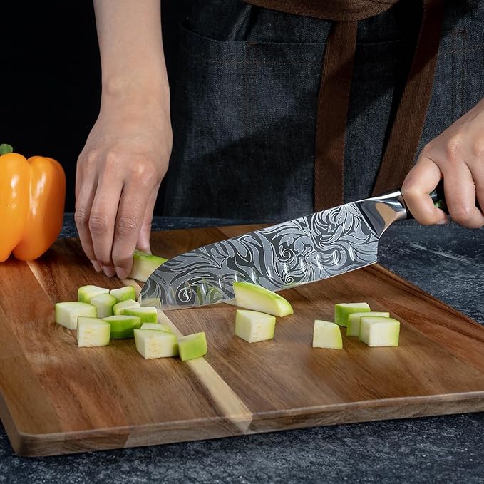 Set Cuchillos Cocina 8 Piezas Acero Inoxidable Resina Verde miniatura 5