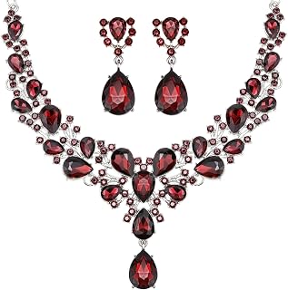 Hicarer Bridal Teardrop Cluster Crystal Jewelry Set Women