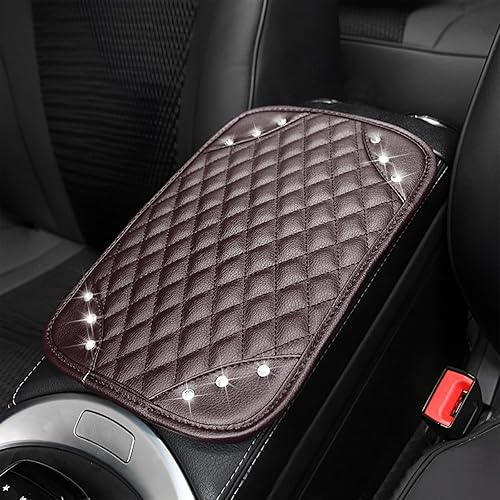 Miniatura 9 de Tapete para reposabrazos de automóvil, funda de piel sintética con cristales brillantes, universal impermeable, accesorios interiores de automóvil,