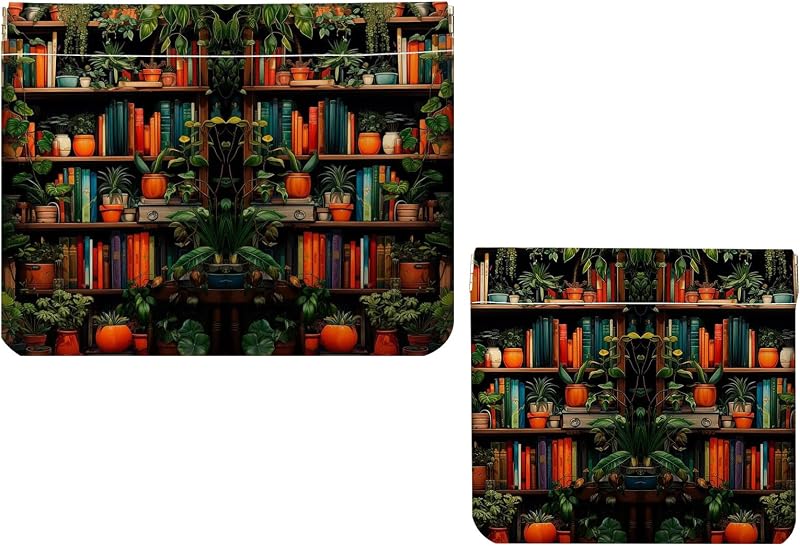 Luoycxy Conjunto com 2 necessaires de maquiagem em couro sintético, sem zíper, Plant Bookshelf