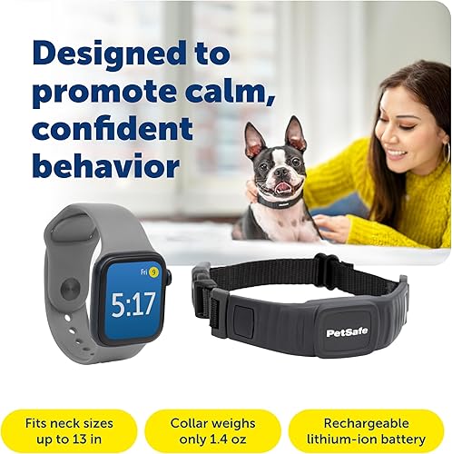Miniatura 3 de PetSafe Collar NanoBark  Collar de disuasión de ladridos ligero de larga duración con múltiples niveles de estimulación estática, personalizable y