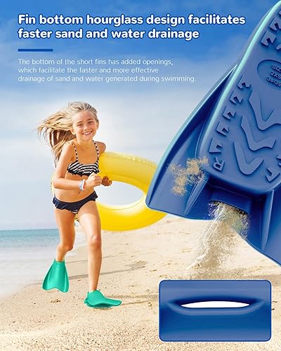 Miniatura 3 de W WSTOO Aletas de natación aerodinámicas, aletas cortas de entrenamiento, aletas de natación de silicona para niños, adultos, hombres y mujeres para