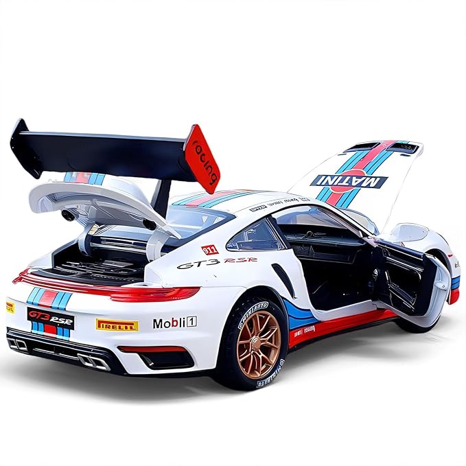 Auto a escala 1:32 Porsche 911 GT3 RS metálico blanco miniatura 5