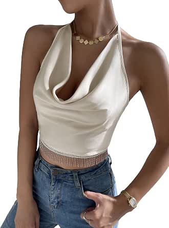 GORGLITTER Canotta da donna con scollo a U, camisole, top