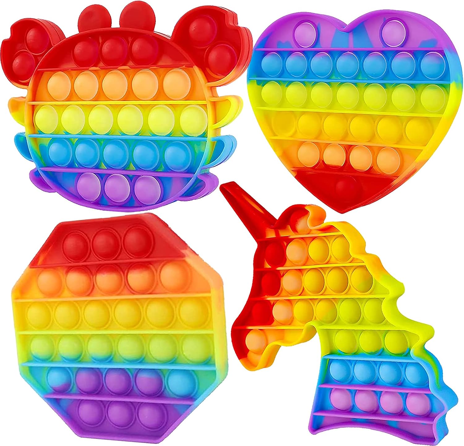 BRIGHT MOON Pop Fidget Toys 4 Pcs Pop Bubble It Fidget Toy, Poppers Fidget Toys Sensory Toy for Kids and Adults