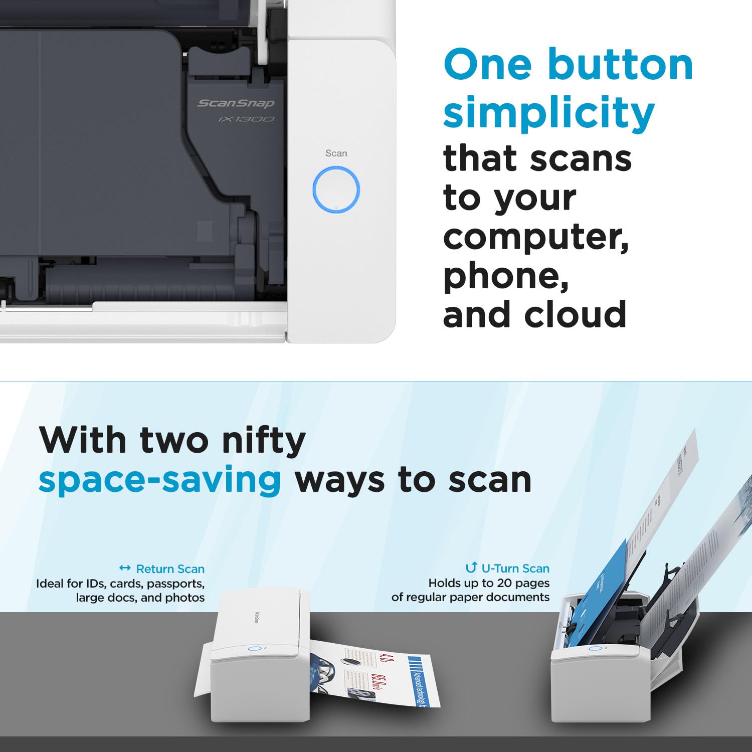 ScanSnap iX1300 Branco: Scanner de Documentos, Fotos e Receitos