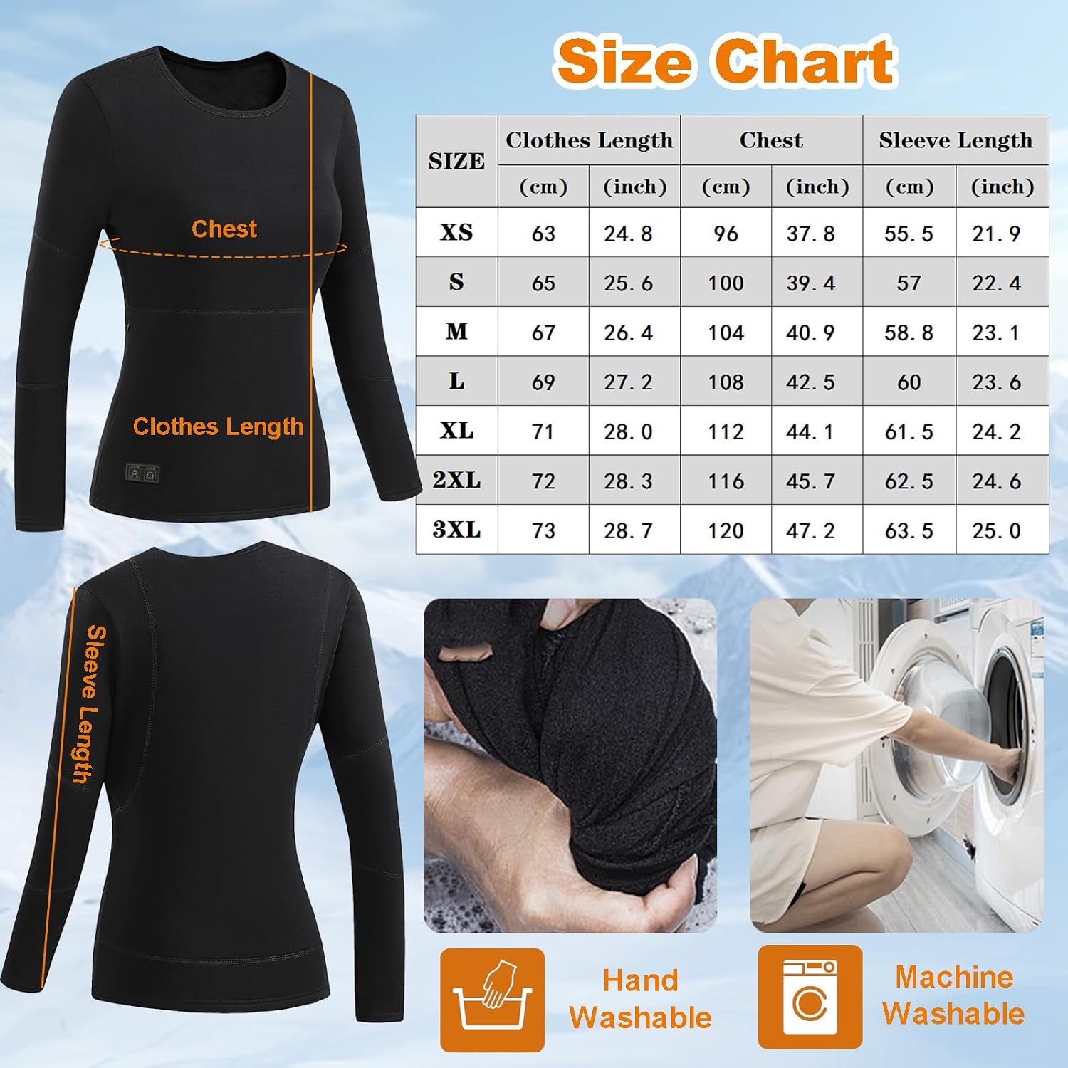 Men Women Heated Underwear Top 16 Zone Electric Heating Thermal Shirt for Skiing Hunting Camping