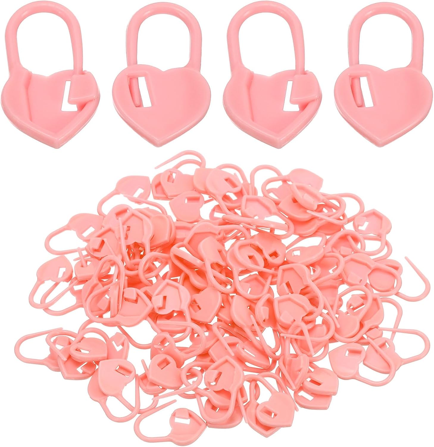 YOKIVE 100Pcs Stitch Markers, Plastic Crochet Locking Stitch Needle Clip Counter, Great for Crocheting Knitting Sewing Handmade DIY Crafts, Pink