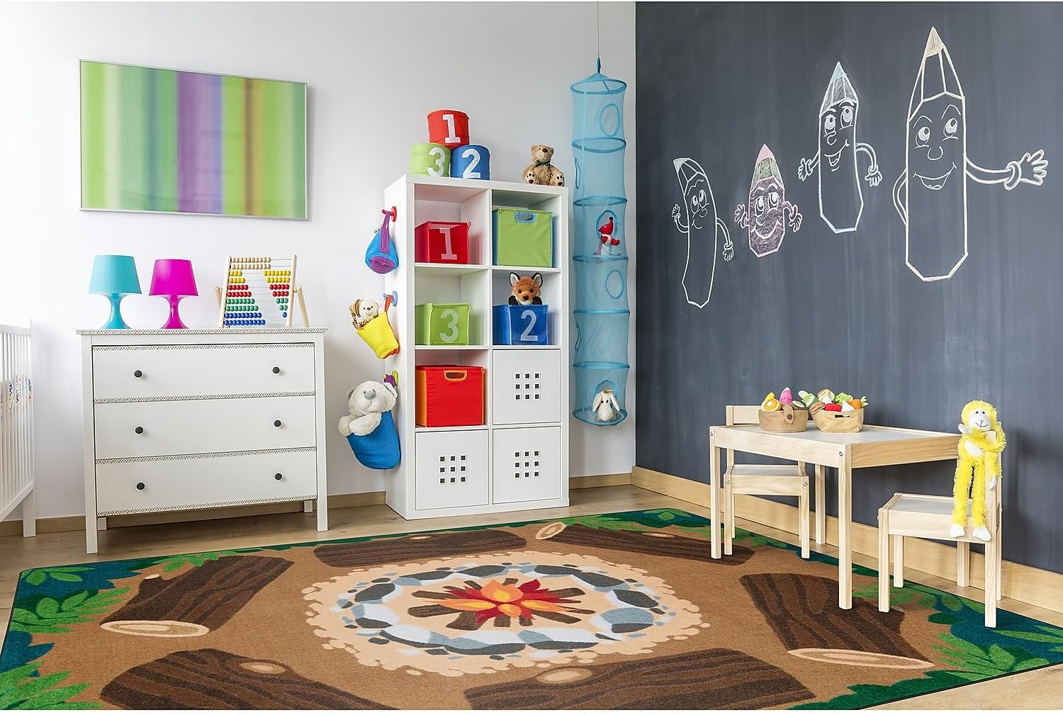 Joy Carpets Campfire Fun Area Rug in Color Multi, 5'4" x 7'8"