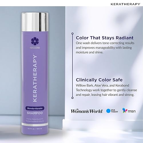Miniatura 3 de KERATHERAPY Champú tonificante violeta totalmente rubio con infusión de queratina, 10.1 onzas líquidas, 10.1 fl oz, champú violeta para cabello