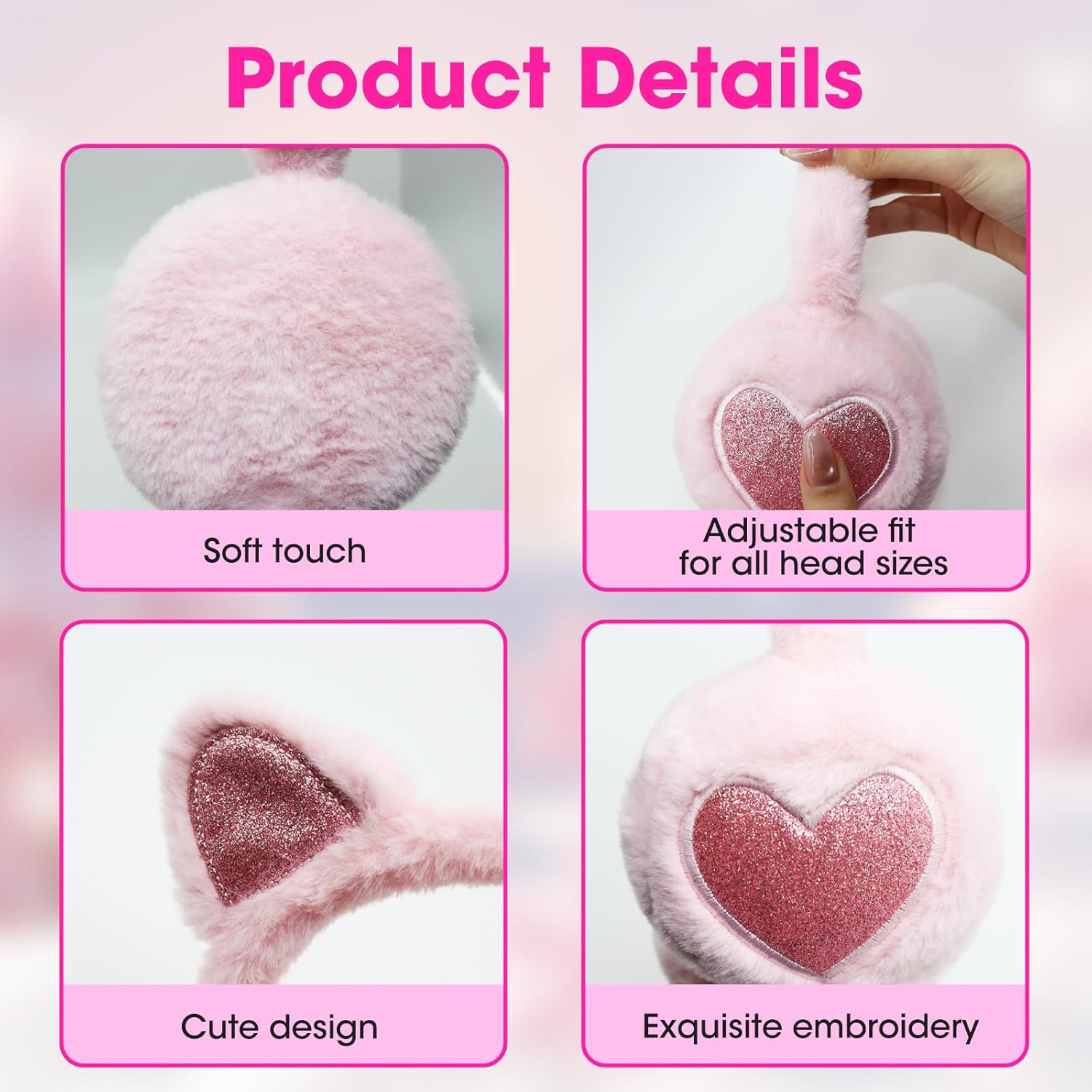 4Pcs Cute Cat Ear Earmuffs for Kids Fluffy Ear Muff for Women Ear Warmer Fluffy Ear Cover Outdoor Headband Winter Accessories - Image 3
