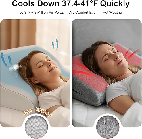 Miniatura 7 de Almohada de cuña de cama S-ergonómica, espuma viscoelástica refrescante y funda lavable, cuña triangular para dormir, alivio del reflujo ácido,