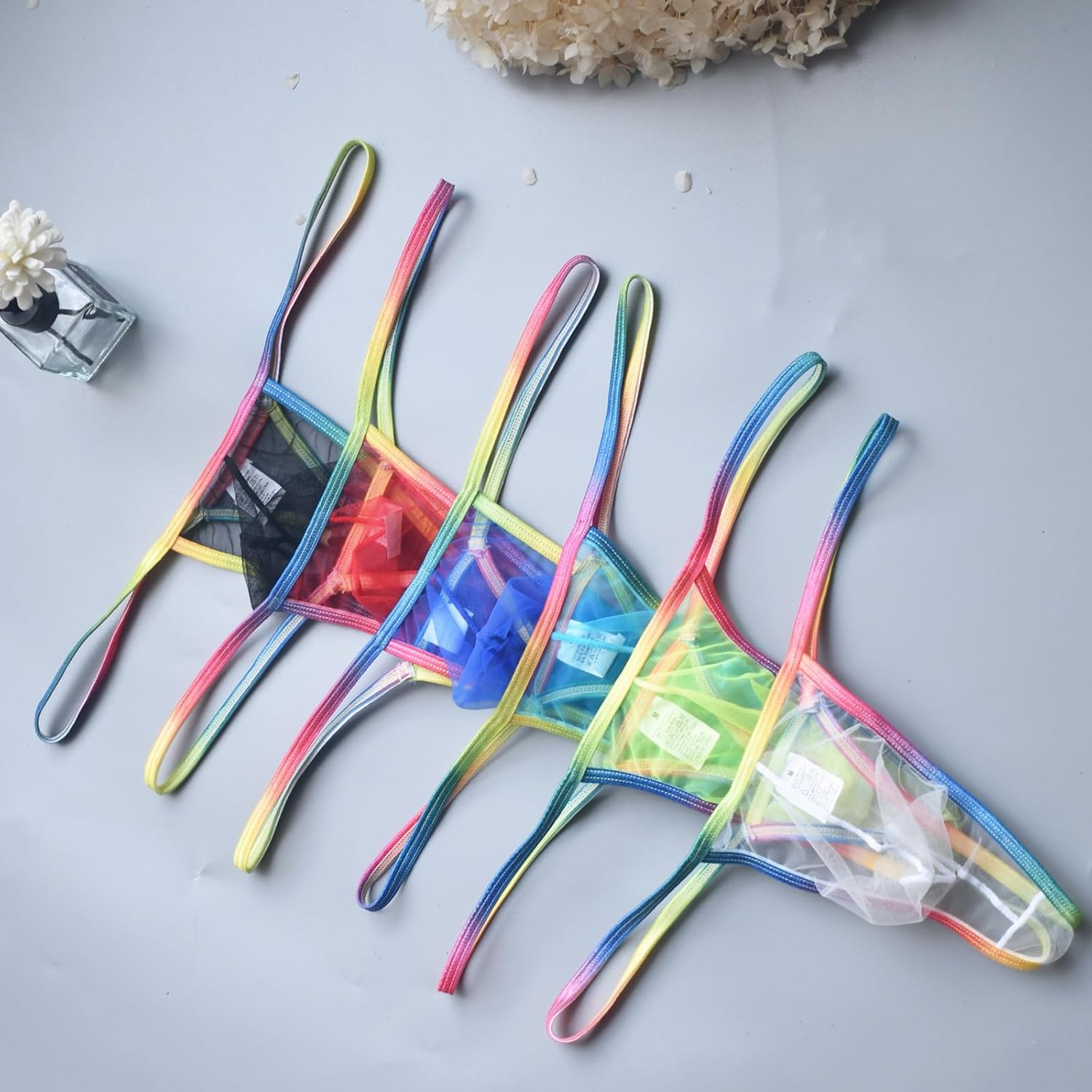 Men's See Through Mesh Thong Underwear Low Rise Sexy G-String Panties Bulge Pouch T-Back Thongs - Image 6