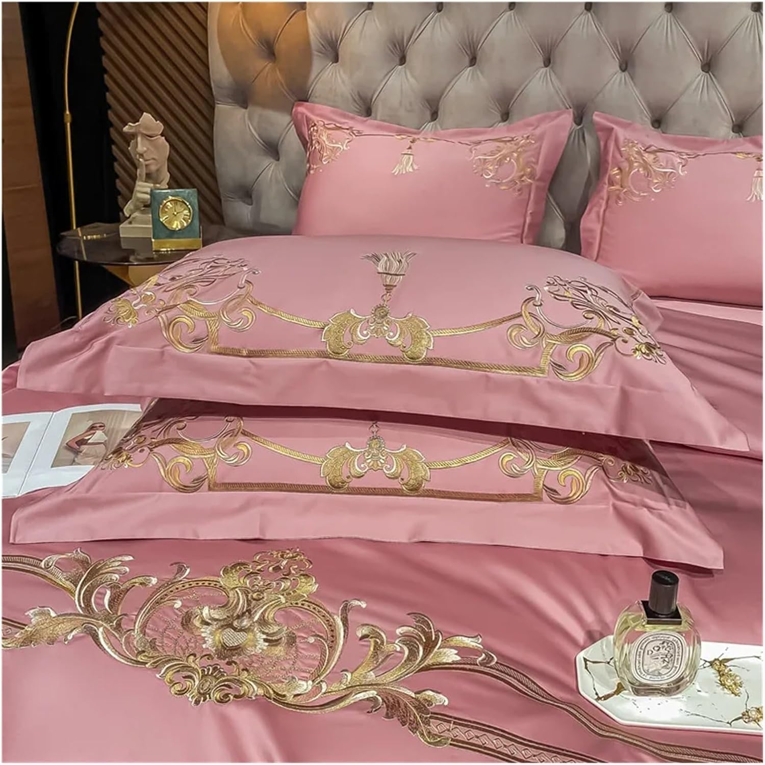 1000 TC Cotton Luxury Embroidery Bedding Set Pillowcase Duvet Cover Sets Bed Linen Sheet Double Queen King Size Quilt Covers,Bed