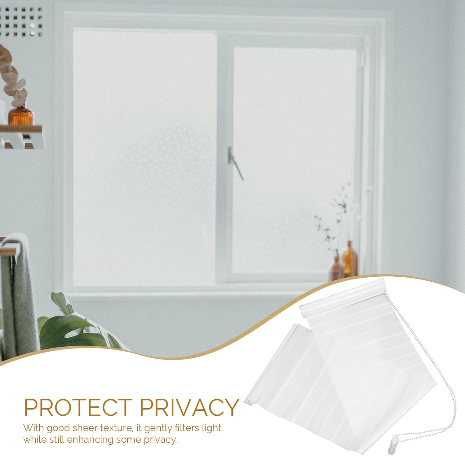 BESTOYARD Punch Free Double Layer Louver Sheer Privacy Curtain for Bedroom and Kitchen, Plastic Material, Easy to Clean Window Treatment Enhancing Privacy and Light Blocking