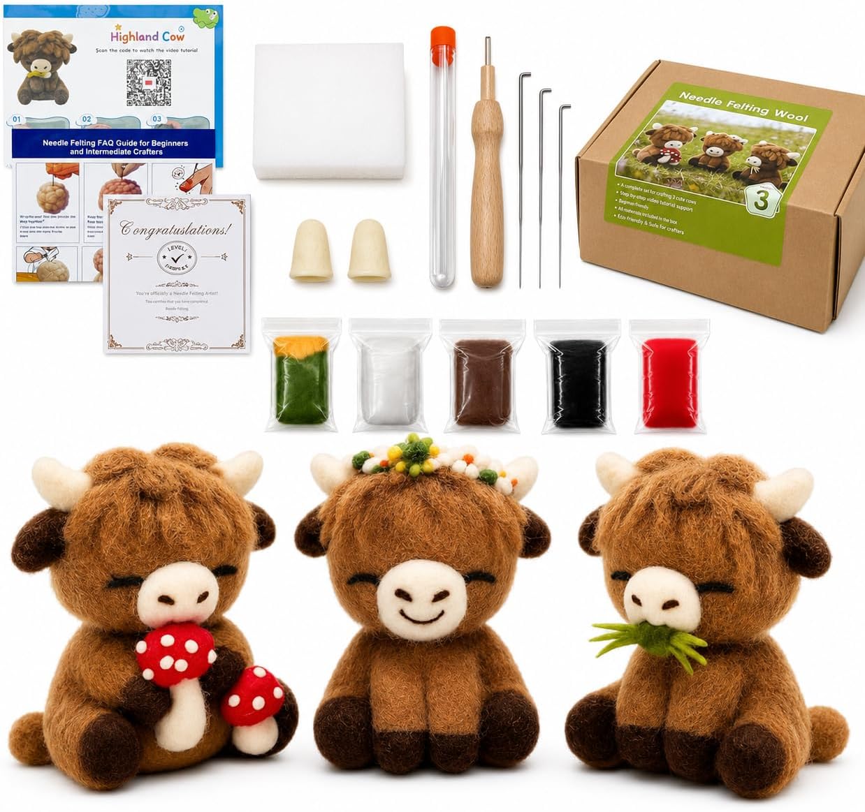 Voduynl Beginner Needle Felting Kit (Cow)