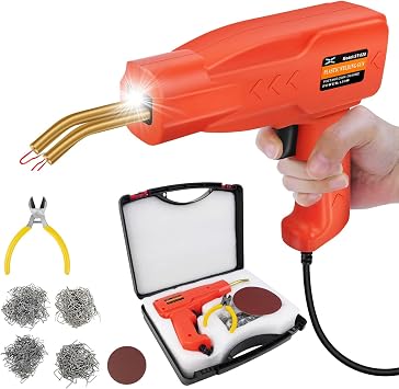 150W Plastic Welding Machine Car Bumper Repair Kit, Hot Stapler Kit with 800PCS Hot Staples & Pliers,Sanding Blade,Carrying Case, LED Work Light, Plastic Welder Gun for Car Bumper Plastic Crack Repair