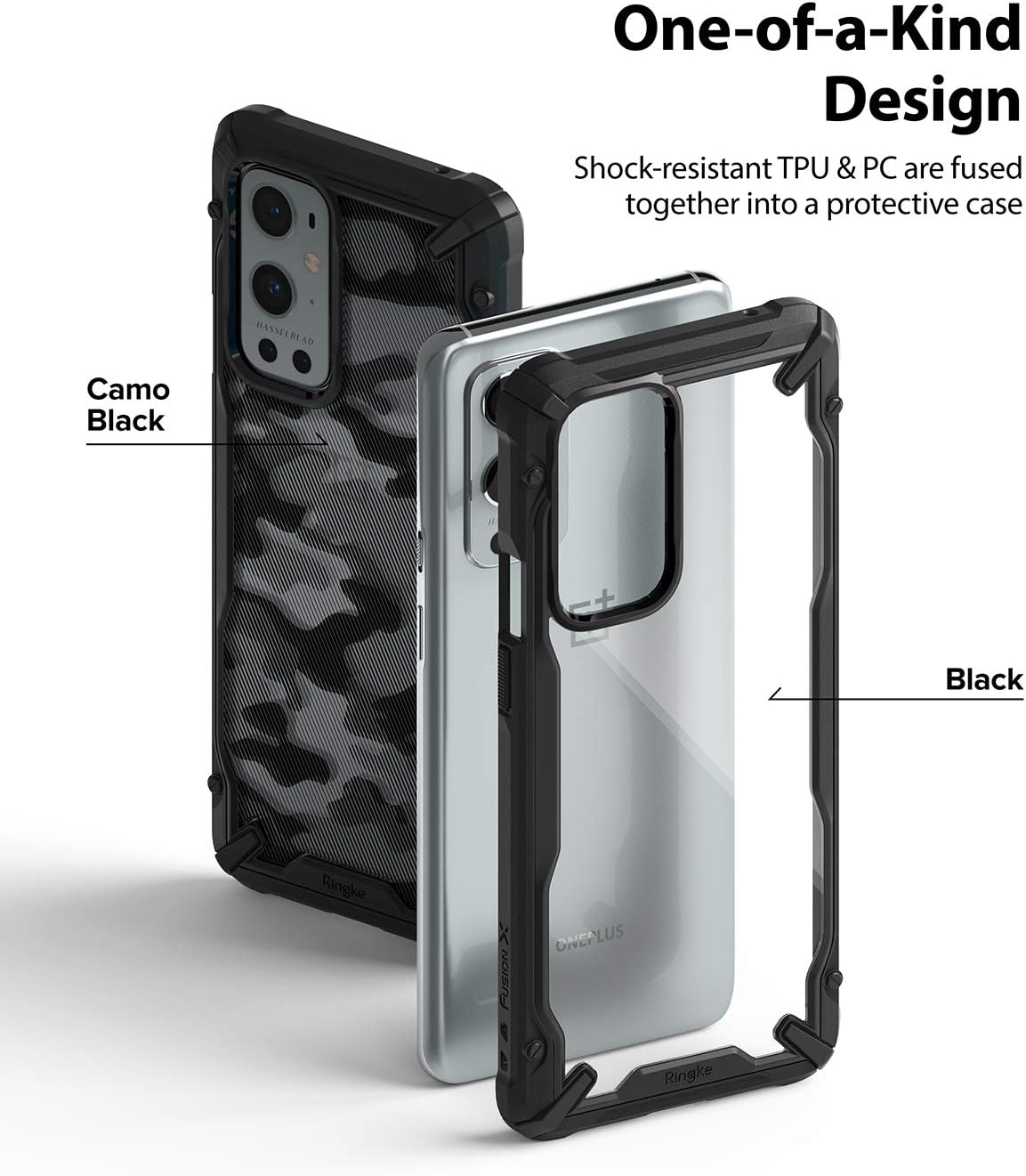 Ringke Fusion-X Compatible with OnePlus 9 Pro Case, Rugged Military Corner Protection with Transparent PC Back - Black