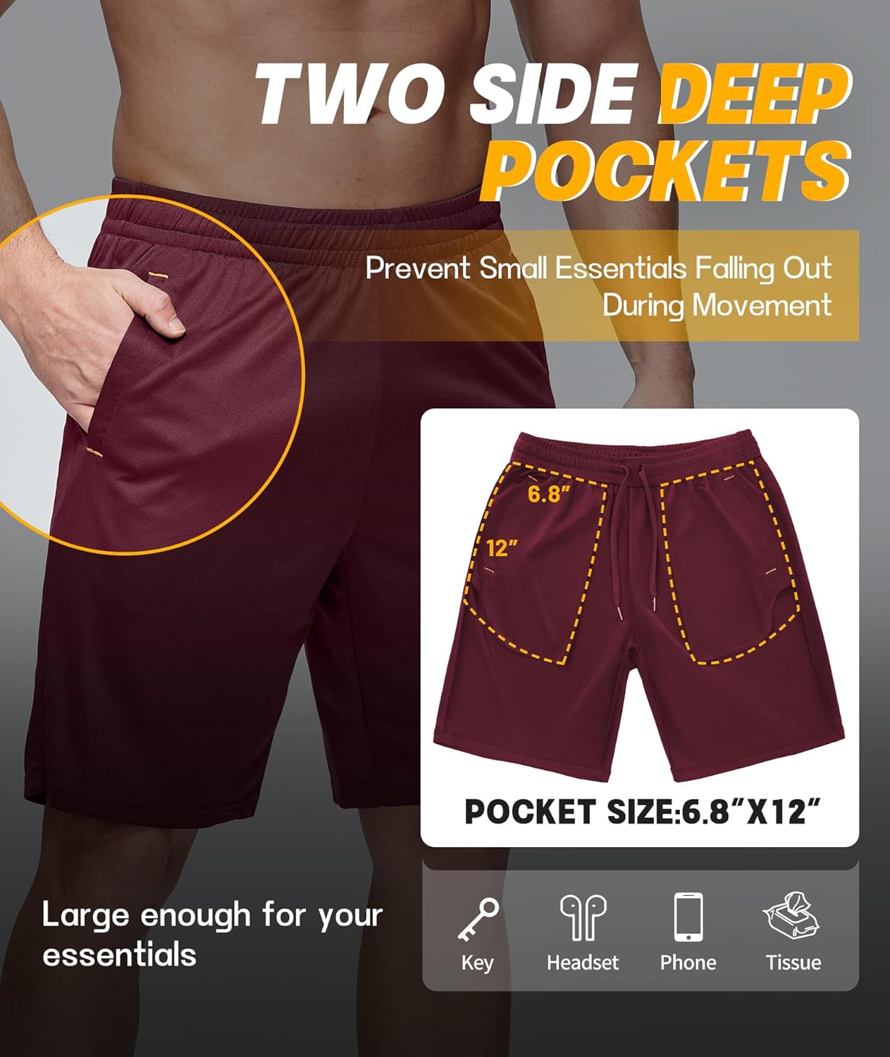 Little Beauty 5 Pack Men's Athletic Gym Shorts with Pockets Fast Dry Basketball Running Workout Shorts