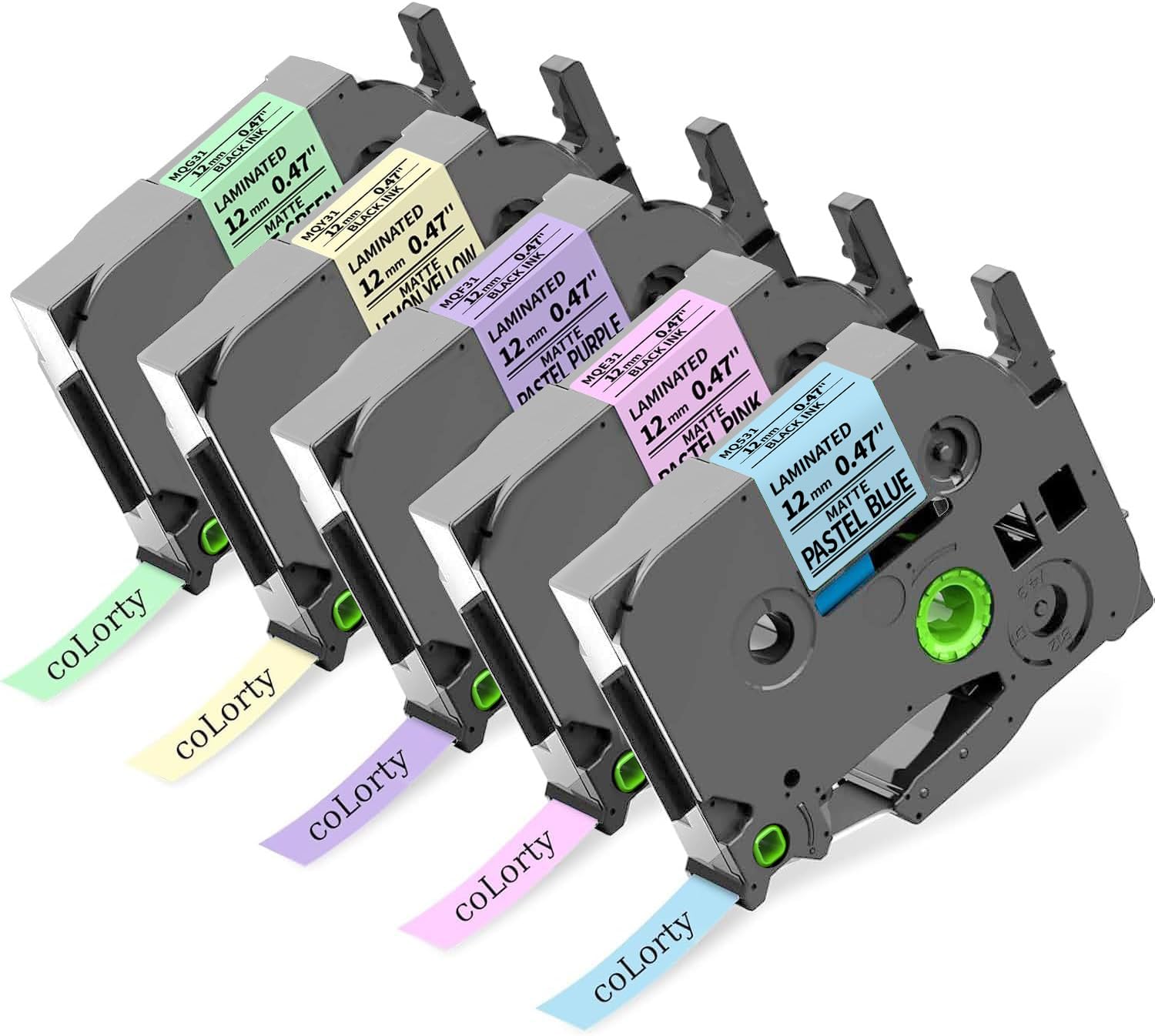 Colorty Replace for Brother P-Touch Label Maker Tape Ptouch TZe TZ Tape 12mm 0.47" Laminated Label Maker Refills Compatible with Brother Ptouch