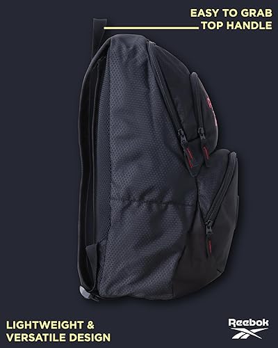 Miniatura 4 de Reebok Mochila Mochilas ligeras de mano Bolsas resistentes al agua y mochilas para laptop para aventuras diarias, Negro con rojo (black with Red