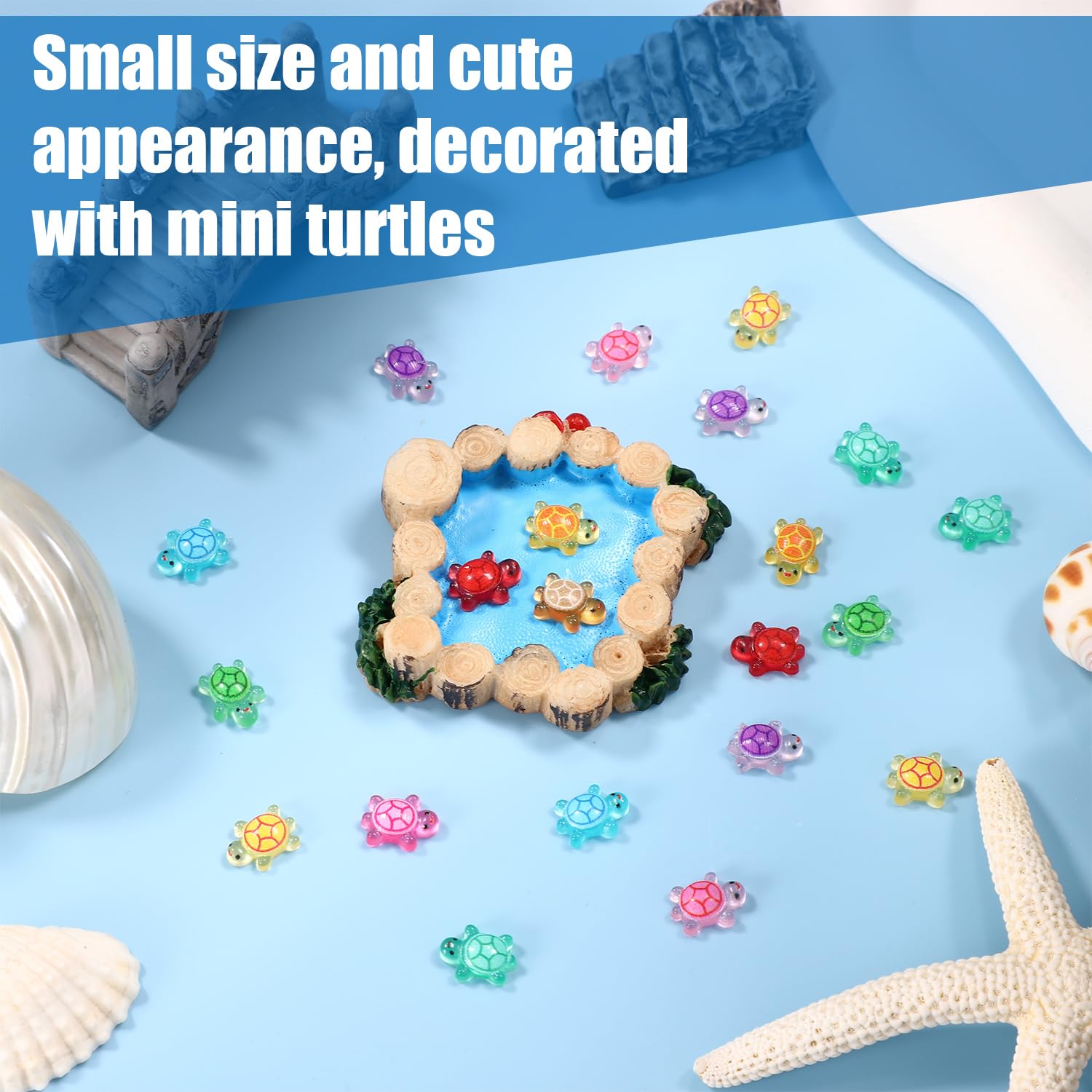 200 PCS Mini Resin Animals Tiny Glow Plastic Turtles Small Crafts, For Dollhouse Aquarium Micro Landscape Potted Fairy Garden Decoration