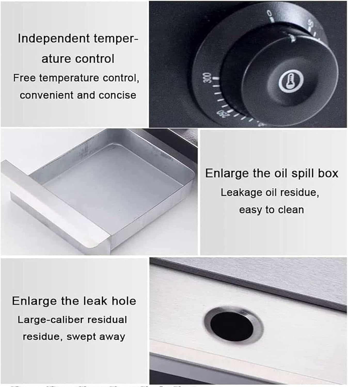 Countertop Flat Top Grill Hotplate, Commercial Electric Griddle, 50-300℃ Adjustable Temperature Teppanyaki for BBQ Cooking Steak, Pancakes