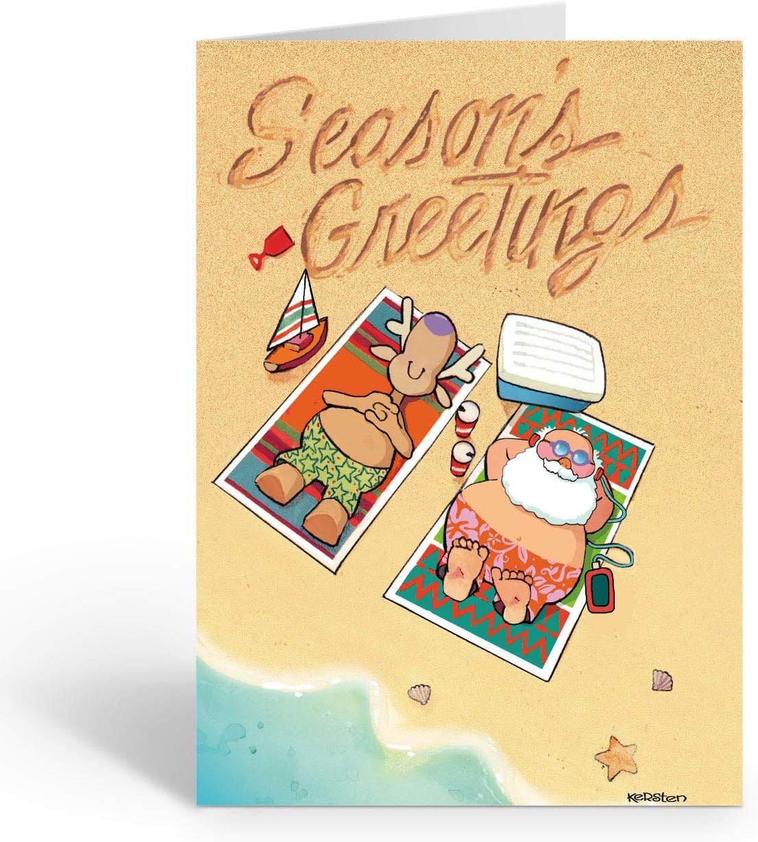 Beach Holiday Season's Greetings Card - 18 Beach Christmas Cards & Envelopes
