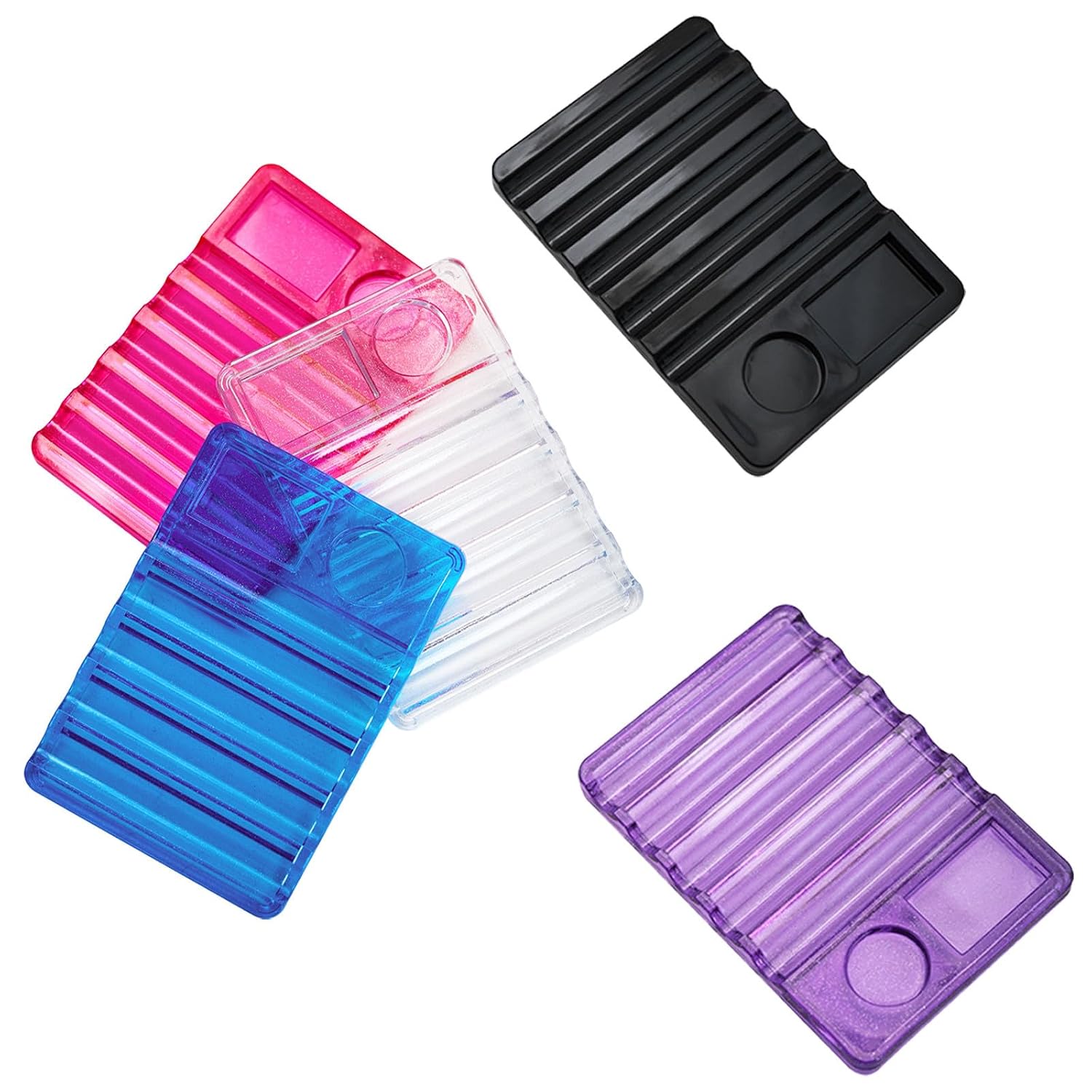 Outanaya Nail Tool Brush Organizer Heightened Side Walls with and with Rounded Edges 5pcs 5-slot Plastic Nail Brush Holder Paint Palette Compact Design Home Manicures
