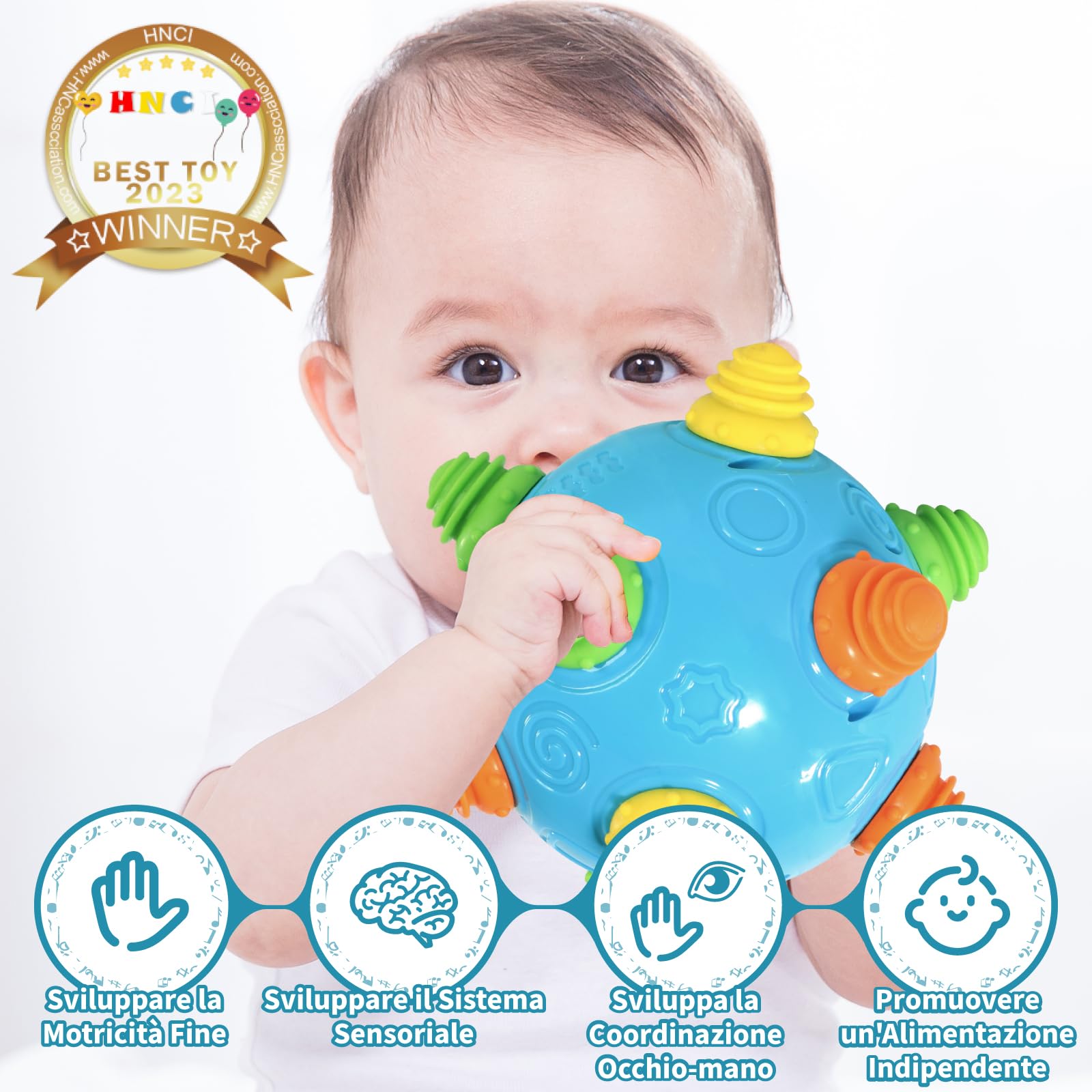 Palla Sensoriale Musicale Per Bambini – Giocattolo Con Vibrazioni E Texture Irregolare, Per Gattonare E Motricità