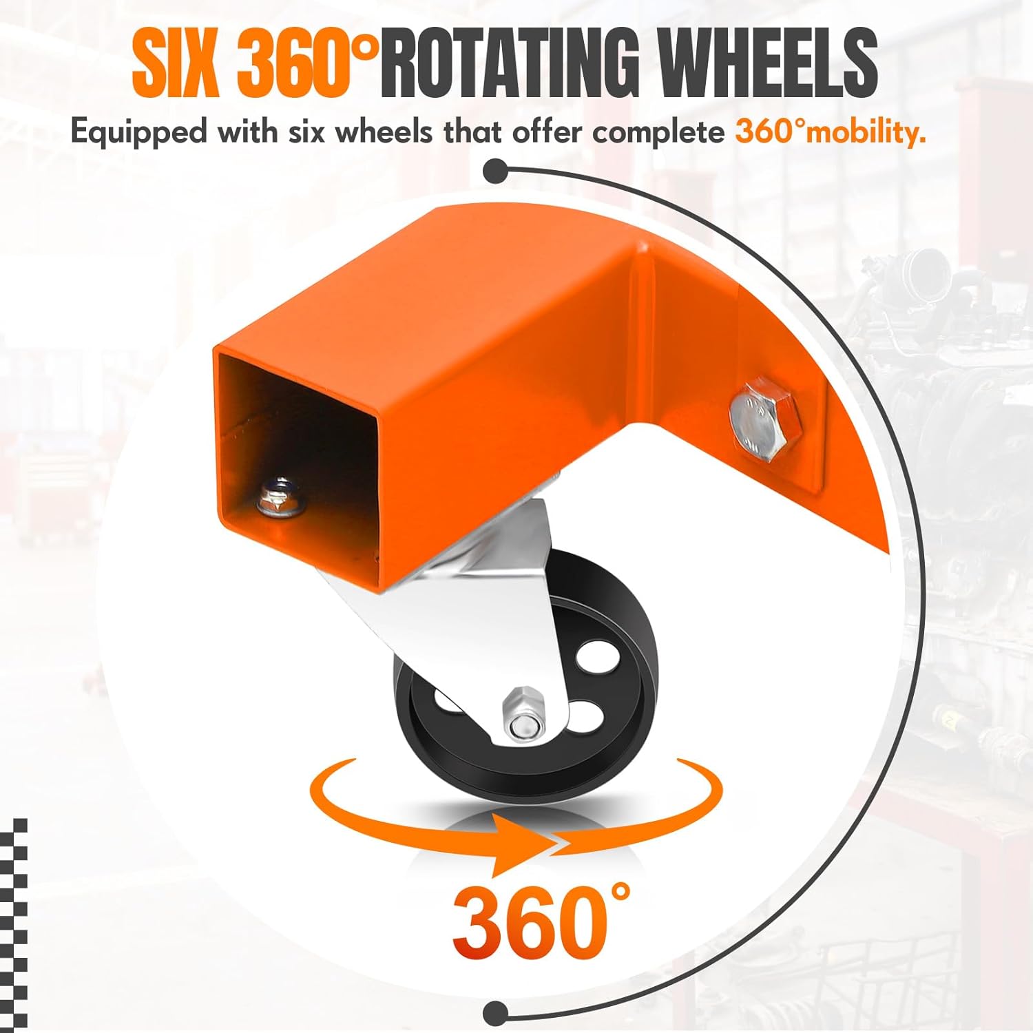 2 Ton Hydraulic Engine Hoist Cherry Picker, 4400LBS Heavy Duty Engine Lift Hoist, Foldable Hydraulic Shop Crane w/Telescopic Boom & 6 Swivel Casters for Auto Repair, Garage, Workshop, Orange