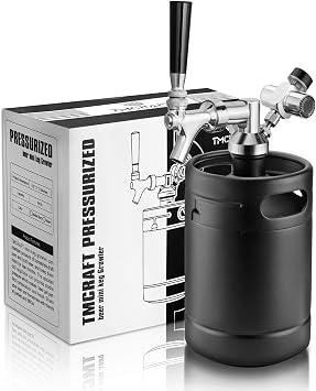 64oz Mini Keg Tap System, Stainless Steel Growler, Matte Black | Mini Keg with Cooler Jacket, Portable Size Home Dispenser System, Food Grade Stainless Steel Keeps Fresh and Carbonation