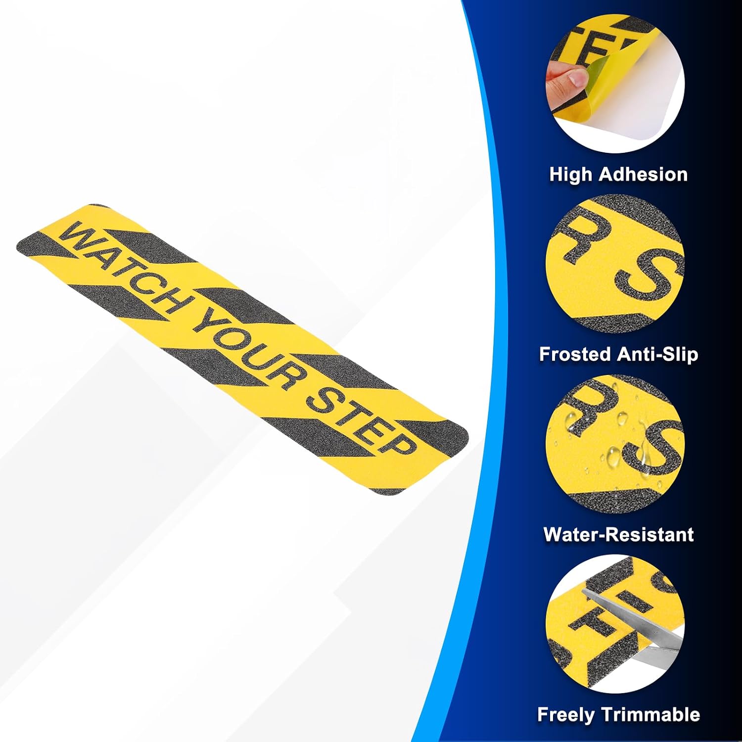 PATIKIL 5Pcs Frosted Non-Slip Tape - 2 ft x 5.91 Inch, Heavy Duty Anti Slip Grip Safety Watch Your Step Tape High Adhesion & Waterproof, Suit for - Outdoor/Stairs, Yellow Black