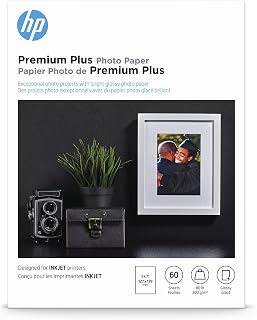 Papel fotográfico HP Premium Plus, brillante, 5x7 pulgadas, 60 hojas (CR669A)