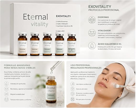 EXOVITALITY 2 Vials Exosomes + 2 Vials Vitalizer + 1 Vial Hyaluronic Acid 3% for Dermapen Deep Hydration