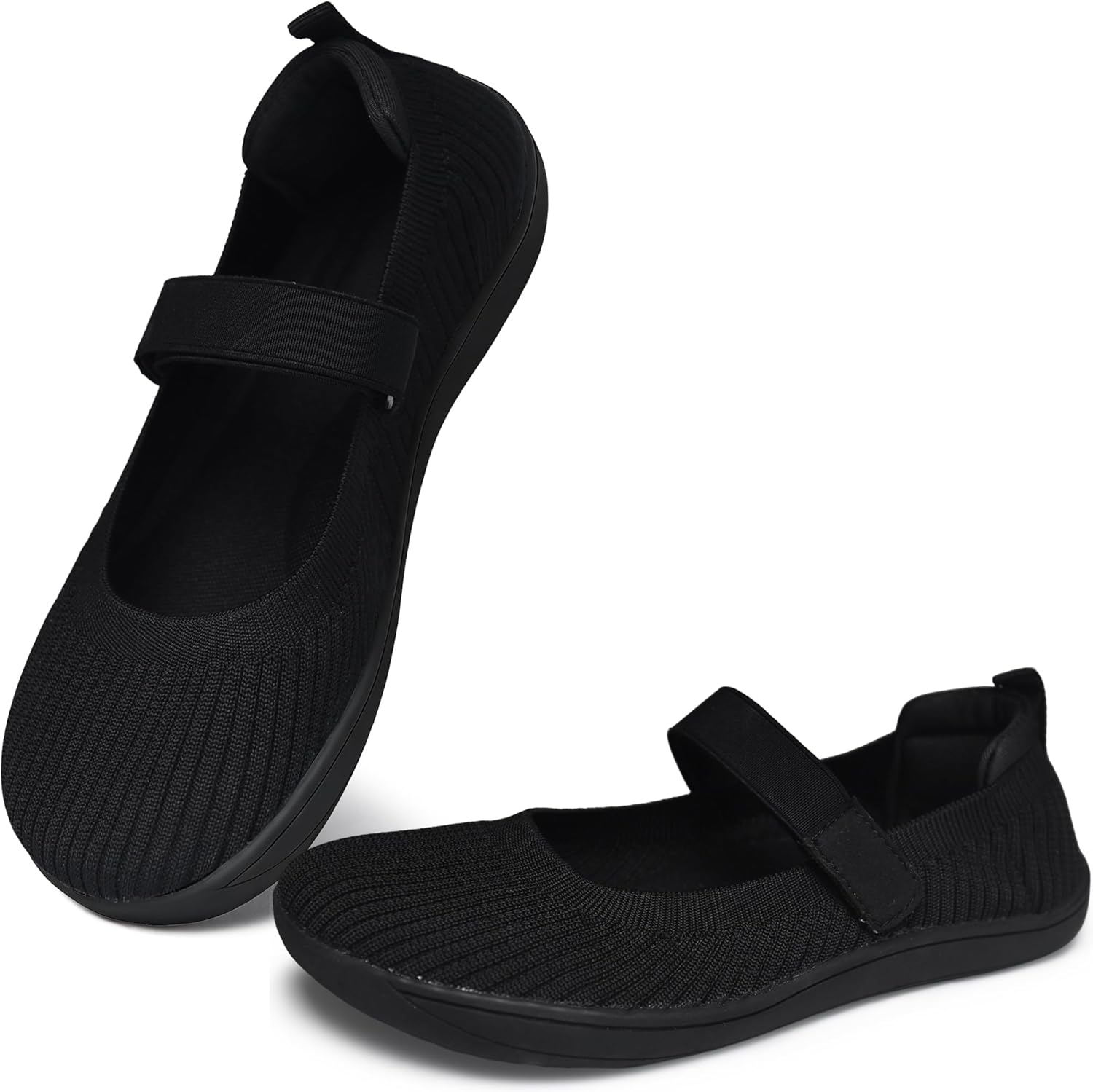 Women's Mary Jane Flats-Knit Slip on Ballet Shoes with Wide Round Toe for Women, Barefoot Comfort Flats Office Casual Dressy Wear