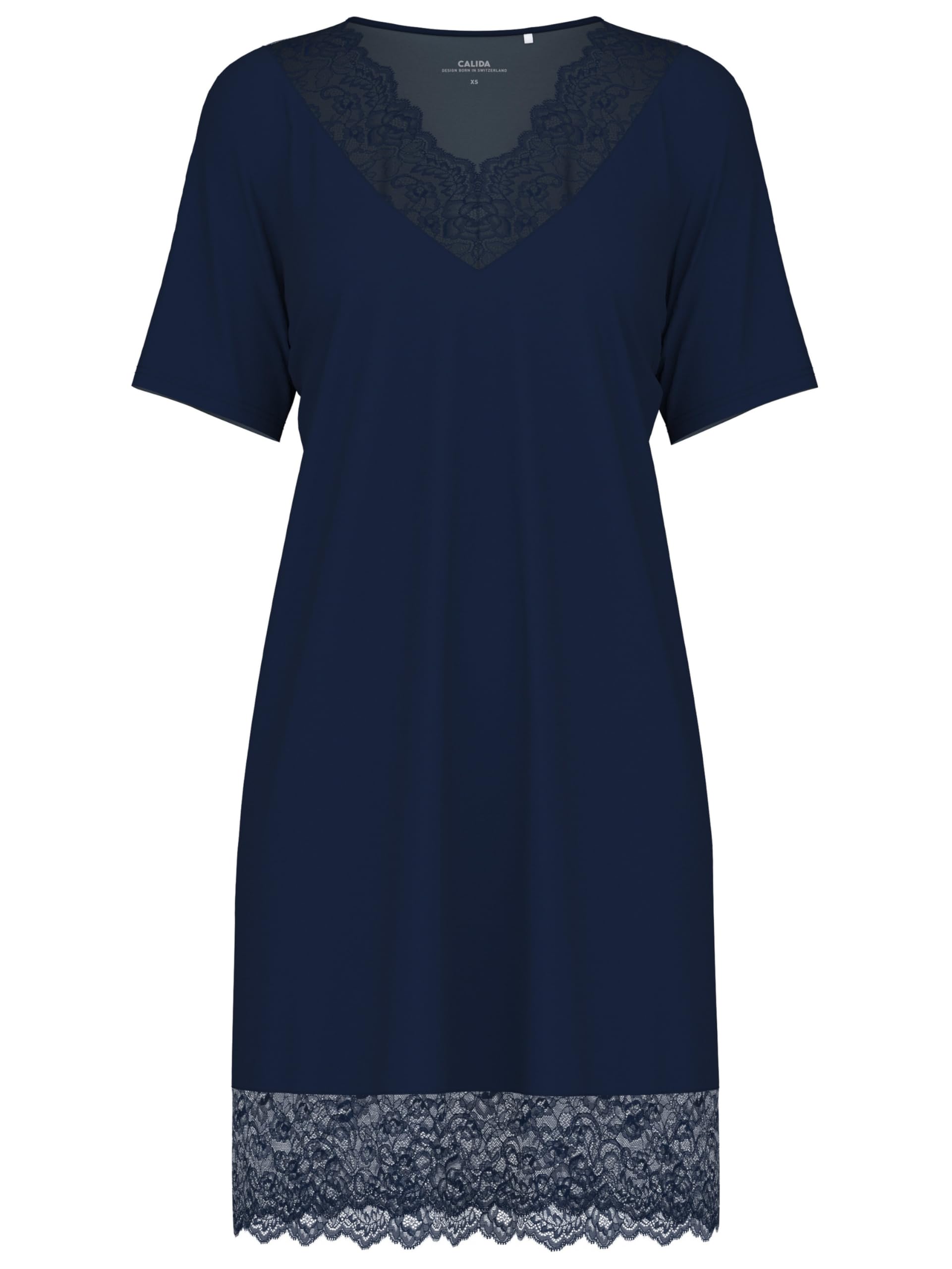 Calida Elegant Dreams Maglia Lunga da Notte Donna (Pacco da 1) | Scollo a V decorato in pizzo, morbido e fluido
