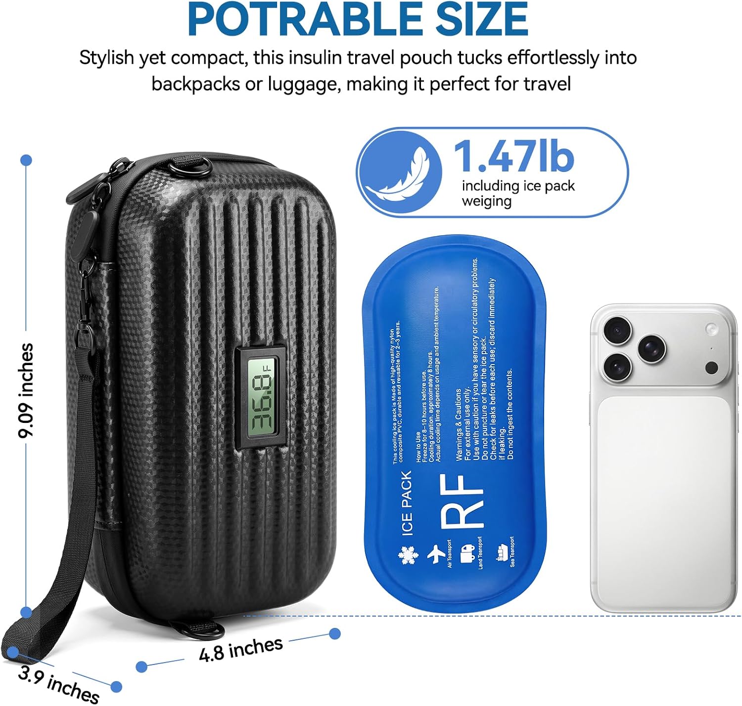 WAYCOM Insulin Cooler Travel Case: TSA Approved Diabetic Insulin Travel Bag
