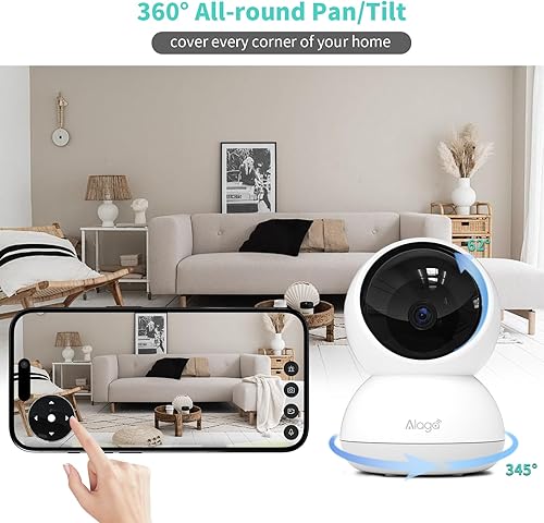 Miniatura 5 de Alaga Cámara de seguridad para interiores, WiFi 3K 5G y 2.4G, panorámicainclinación de 360, IA humanamascotamovimiento, visión nocturna, altavoz,