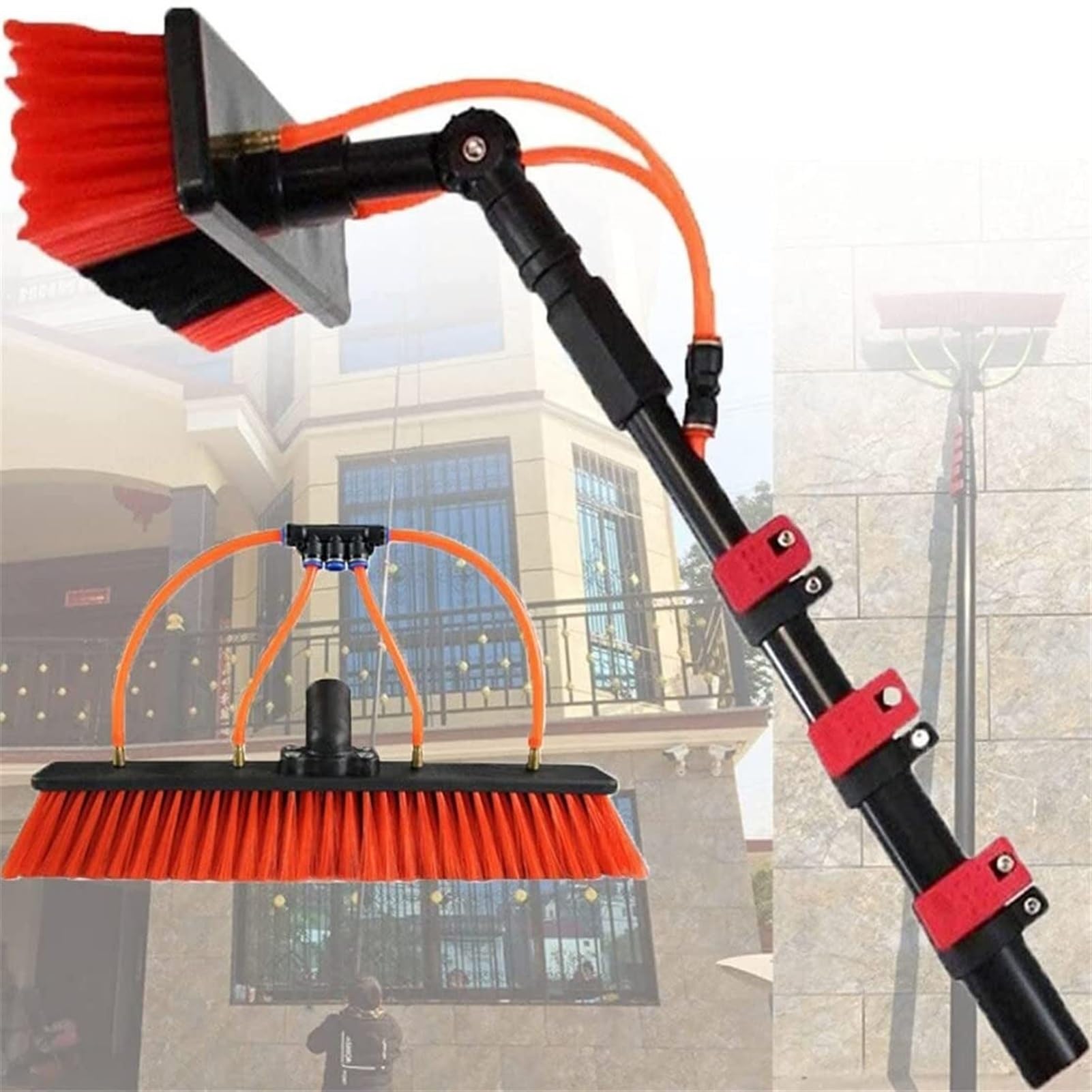 GTHTUHFD Telescopic Window Cleaning Brush - Water Fed System For Solar Panels Trucks & Windows - Adjustable Extension Pole Washing Kit For Effortless Cleaning,55cm Brush Head-12M/39FT