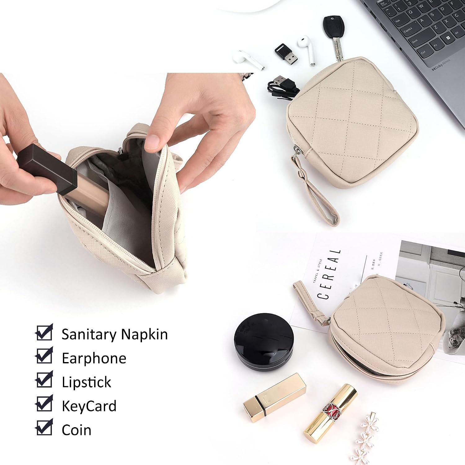 Sanitary Napkin Storage Bag, Grey | Portable, Feminine Product Pouch, Reusable, Menstrual Pads Organizer
