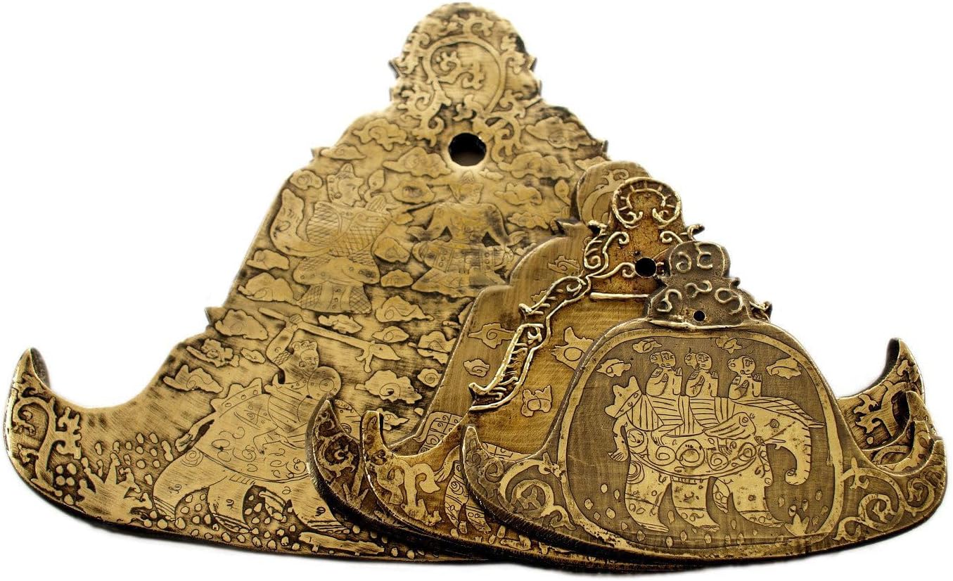 Engraved Kyeezees (Burma Bells) - Includes String for hanging & Mallet/Easy to Play Bronze Plate Chime Instrument from India with Cultural/Spiritual Engraving/For Sound Healing & Meditation