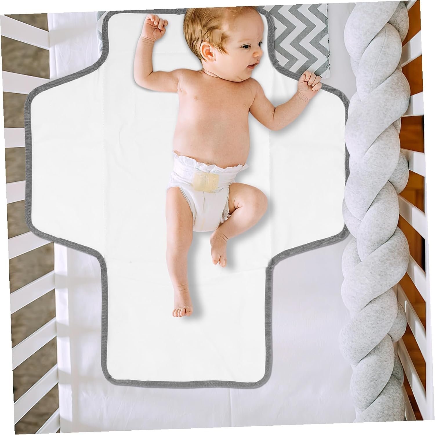SUPVOX Portable Diaper Changing Pad Cover Foldable Newborn Changing Pad Sheet for Travel Reusable Multifunctional Mattress and Play Mat with Cute Ripple Pattern