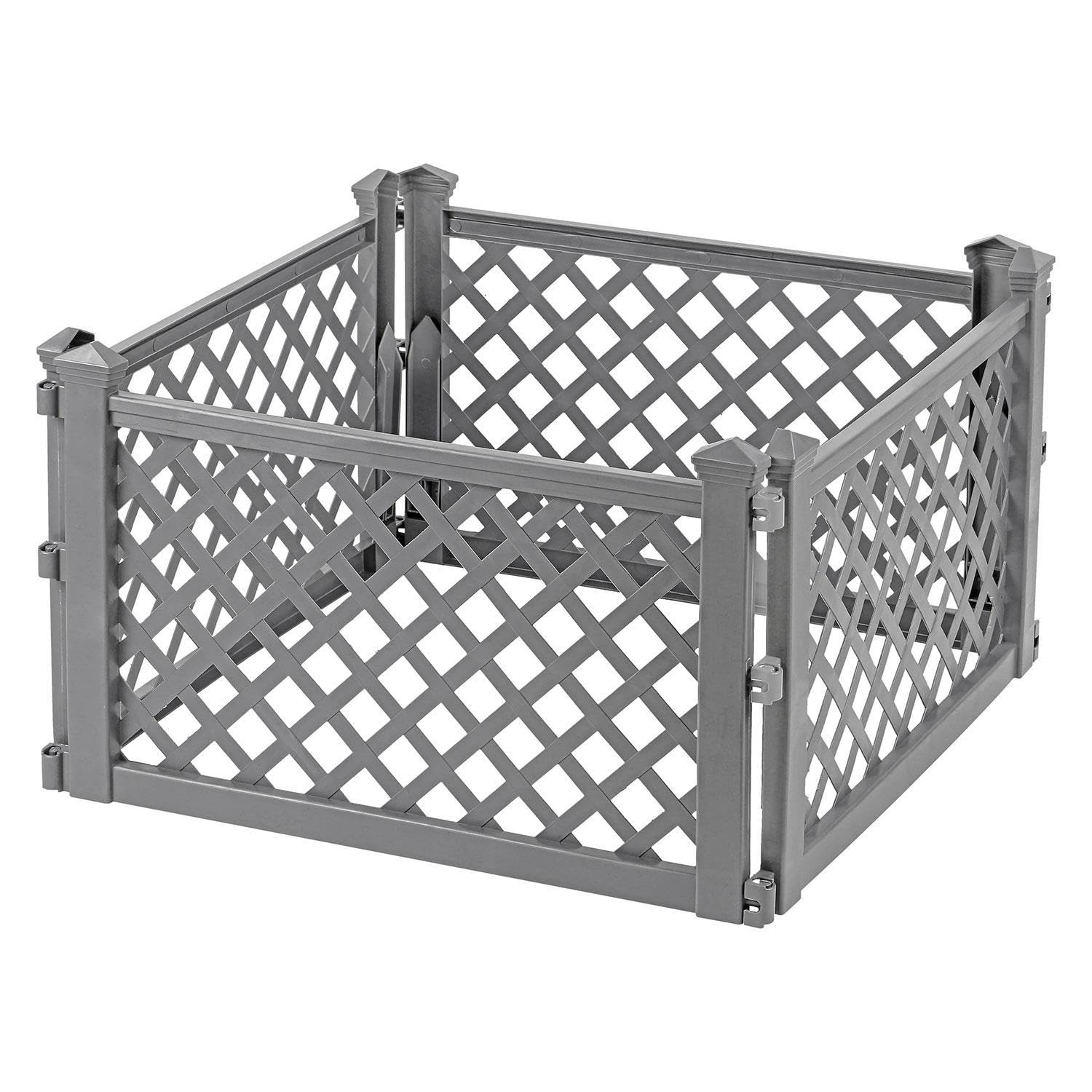 Thrink Grey 4 X Garden Border Fence Panels - White | Decorative Plastic Fencing For Paths, Lawn Edges, And Borders | Quick & Easy Installation | Weather-Resistant & Maintenance-Free