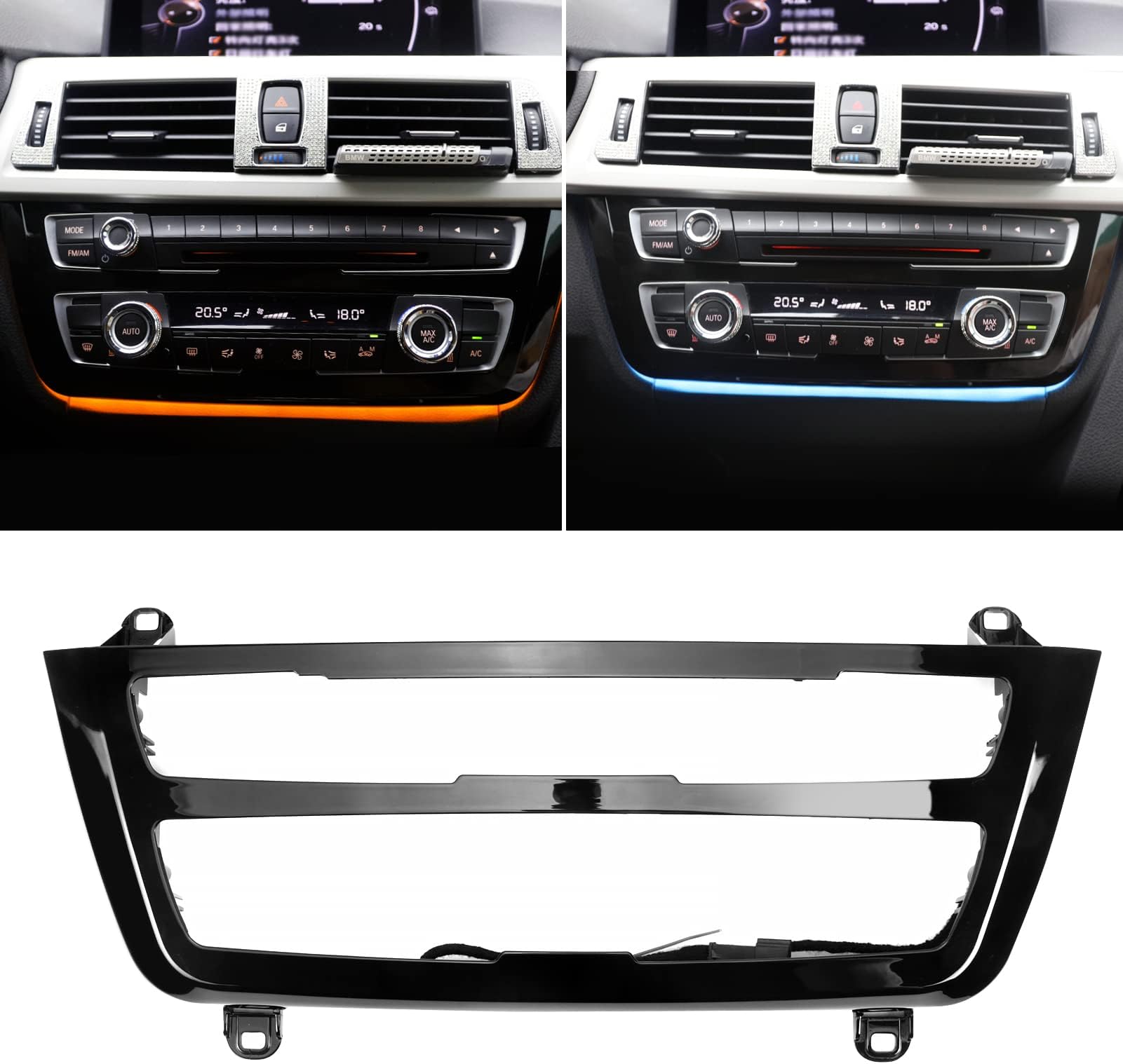 Jaronx Compatible with BMW LED Console Panel Ambient Light for 3 Series F30 F31 4 Series F32 F33, Radio AC Control Panel Replacement Ambient Lights with Dual Color LED Lighting