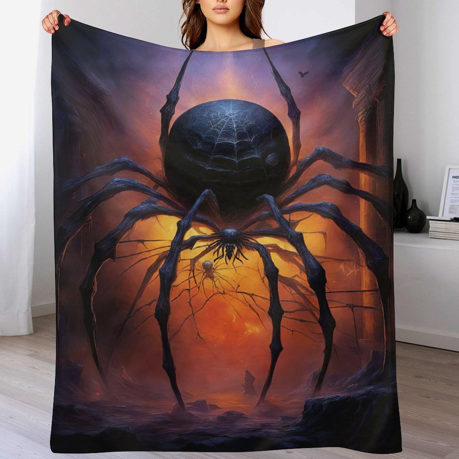 Couverture araignée hypoallergénique flanelle anti-froid pour lit et canapé
